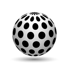 Abstract halftone 3d sphere, realistic 3d printed ball