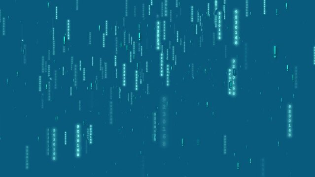 Maths symbols and data float in matrix blue background 