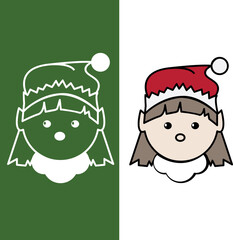 Santa helper christmas elf girl face icon