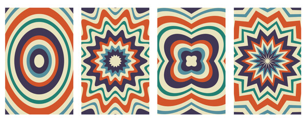 Clockwork poster retro background swirl. Psychedelic print. Vintage background