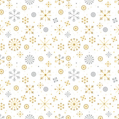 Seamless pattern with snowflakes. Flat vector illustration. Merry Christmas.