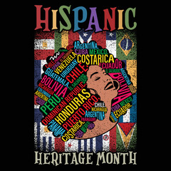 Hispanic Heritage Latina T Shirt Argentina, Colombia, Nicaragua, Cost Arica, El Salvador, Uruguay, Cuba Mexico, Chile, Ecuador, Guatemala, Bolivia, Dominican Republic, Spain, Shirt