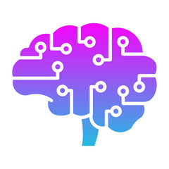 AI Brain Glyph Gradient Icon