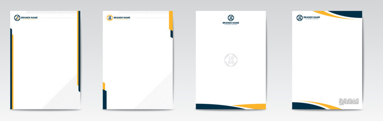 Set of Modern Business yellow and blue Letterhead Design Template, Abstract Design, Corporate Business - Letterhead Template, Multipurpose, elegant concept - Vector EPS file