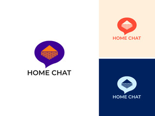 ILLUSTRATION HOME CHAT MODERN ICON LOGO ICON DESIGN VECTOR