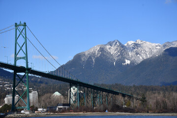 Lions Gate Bridge and Mountains