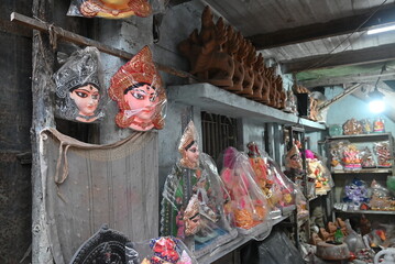 Kumartuli durga idol market, kolkata, India