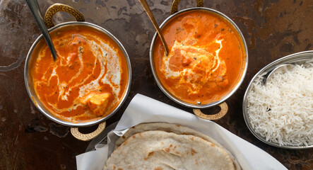 Butter Paneer Masala, Cottage Cheese Curry, Chicken Korma, Traditional Indian Food