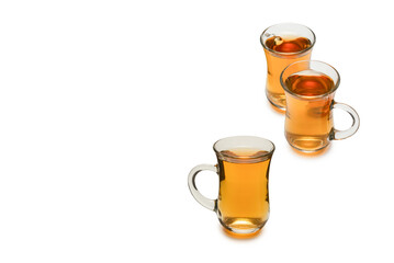 A turkish glass of tea isolated on white background.
