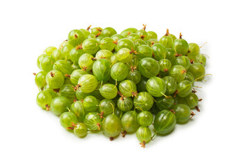 A group of gooseberries isolated on a white background.