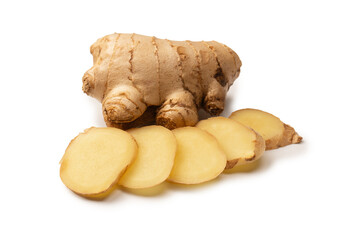 Ginger root isolated on white background.
