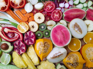 cut vegetables and fruits.