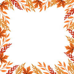 Floral vector template with leaves. Plant print for holiday poster, greeting card, cover, banner, invitation. Natural trendy design. Textured background. Autumn, fall botanical art.