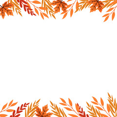 Floral vector template with leaves. Plant print for holiday poster, greeting card, cover, banner, invitation. Natural trendy design. Textured background. Autumn, fall botanical art.