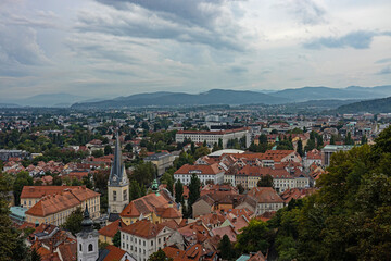Naklejka na ściany i meble view from castle hill over Ljubljana