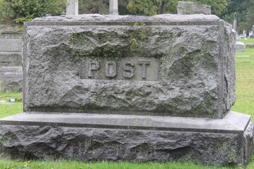 Stone Monuments In A Cemetery.  