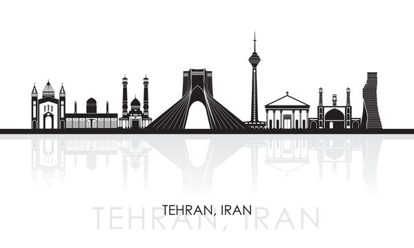 Silhouette Skyline panorama of city of Tehran, Iran - vector illustration