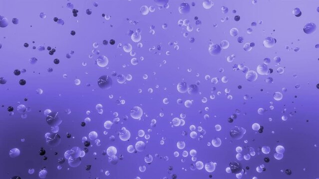 Abstract bubbles flowing chaotically on a colorful background. Motion. Small spheres floating in weightlessness.