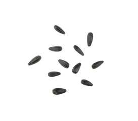 Sunflower Seeds Group, Black Seeds Isolated Top View
