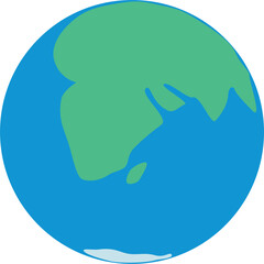 planet earth in flat style in 2d. vector
