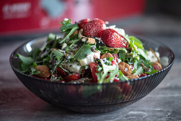 salad with cheese and strawberry
