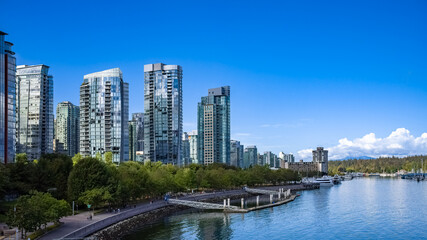 Naklejka premium Vancouver, city in Canada, buildings in the center, skyscraper of the city 