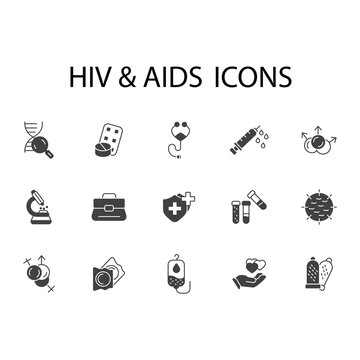 hiv and aids icons set . hiv and aids pack symbol vector elements for infographic web