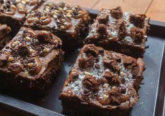 Chocolate brownie, delicious dessert