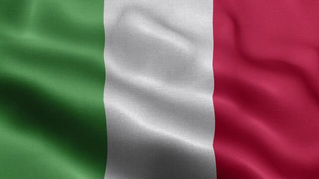Flag Of Italy - Italy Flag High Detail - National flag Italy wave Pattern loopable Elements - Fabric texture and endless loop - Highly Detailed Flag - The flag of fluttering in the wind