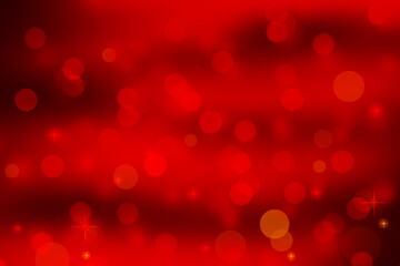 Festive red christmas background with bokeh lights.