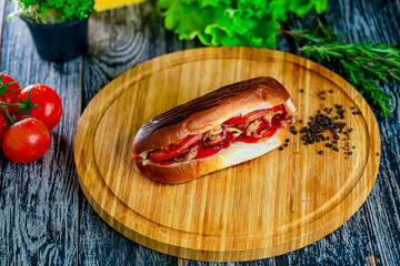 hot dog. homemade food.we cook at home.