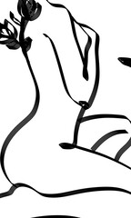 Black and white woman digital art