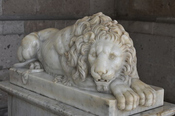 Resting Lion Marble Statue, Chapultepec Castle, Mexico City