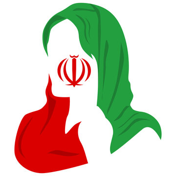 Iranian flag woman silhouette