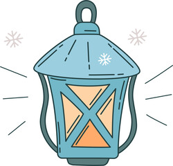 The old lantern is fabulous and magical, in the style of a doodle.