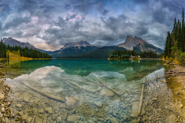 Emerald Lake is located in Yoho National Park, British Columbia, Canada.