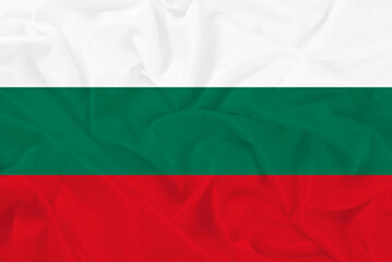 Flag of Bulgaria on fabric. Bulgaria flag ruffled waving beautifully