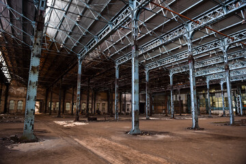 Interior of abandoned industrial hall from an old factory
