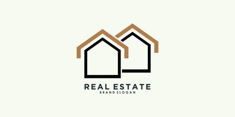 real estate logo design with modern creative premium vector
