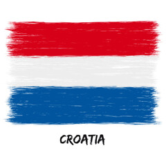 Flag of the country Croatia (Europe). Hand drawn state banner in grunge style.