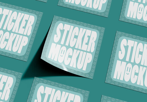 Set of Adhesive Stickers Mockup