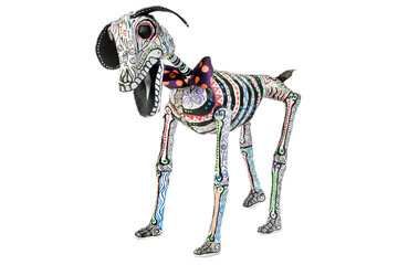 Funky skeleton dog from Mexico with clipping path
Day of the dead toy made of glued paper to honor...