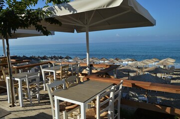 A beautiful small traditional Greek restaurant-taverna on the coast of the Ionian Sea