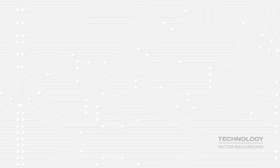 Abstract circuit board digital technology futuristic white concept background. Electronic hi tech motherboard concept. White technologies background. Vector illustration