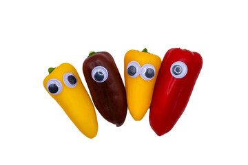Assorted Mini Peppers with Googly Eyes face