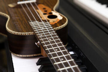 Ukulele guitar and piano keyboard