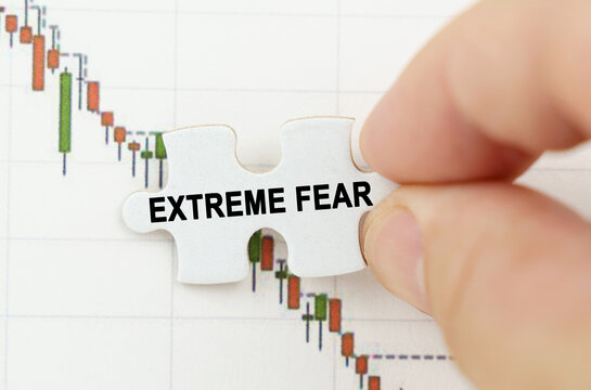 Against the background of the quotes chart, a puzzle with the inscription - EXTREME FEAR