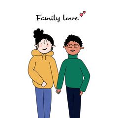 illustration of a happy family from different races