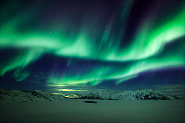 Northern Lights over Mountains