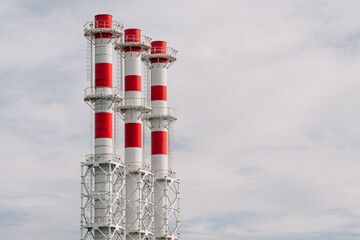 pipes of thermal power plant. Industrial pollution